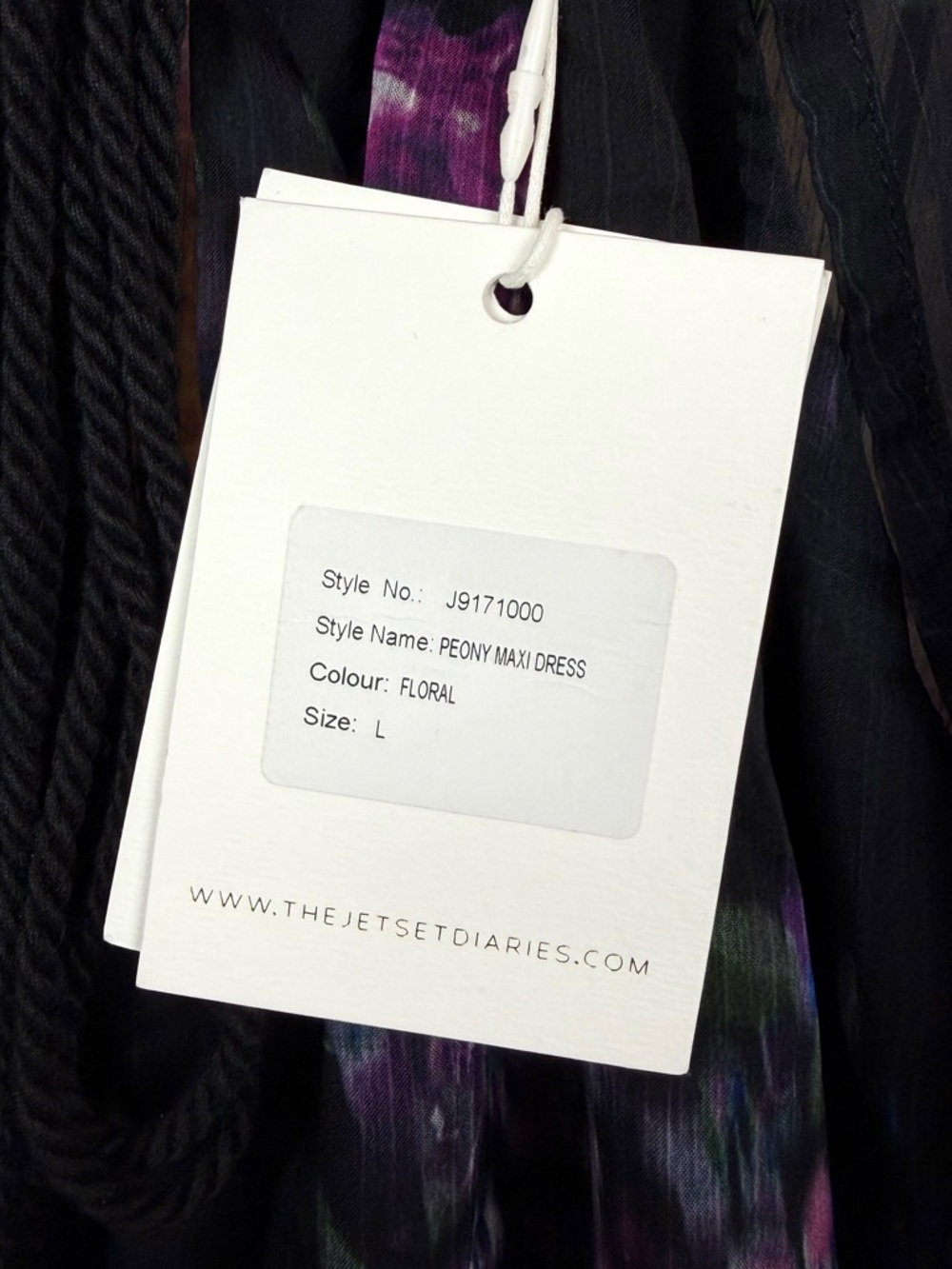 (NWT) THE JETSET DIARIES • Black/Multi Floral Peony Semi-Sheer Maxi Dress, L - Picture 14 of 14